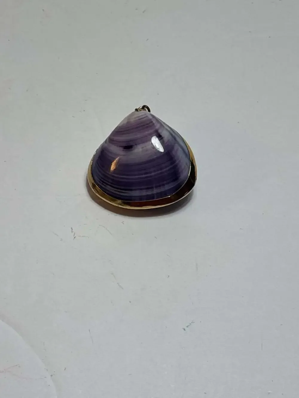 Vintage Purple Clam Shell Hinged Trinket Box with Brass Hardware